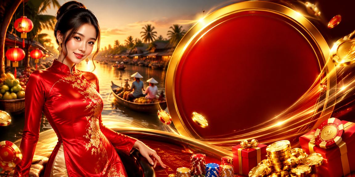 Phụ nữ mặc áo dài tại đồng bằng Mekong thực hiện giao dịch nạp tiền trên điện thoại