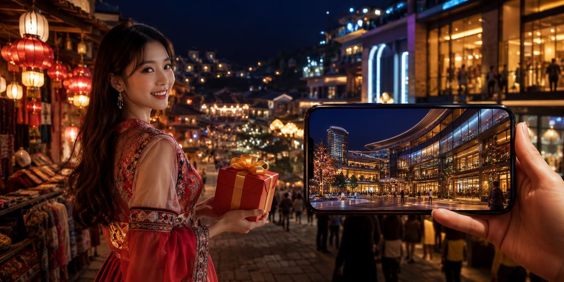 Người chơi dùng 884 trên điện thoại tại chợ đêm Sapa